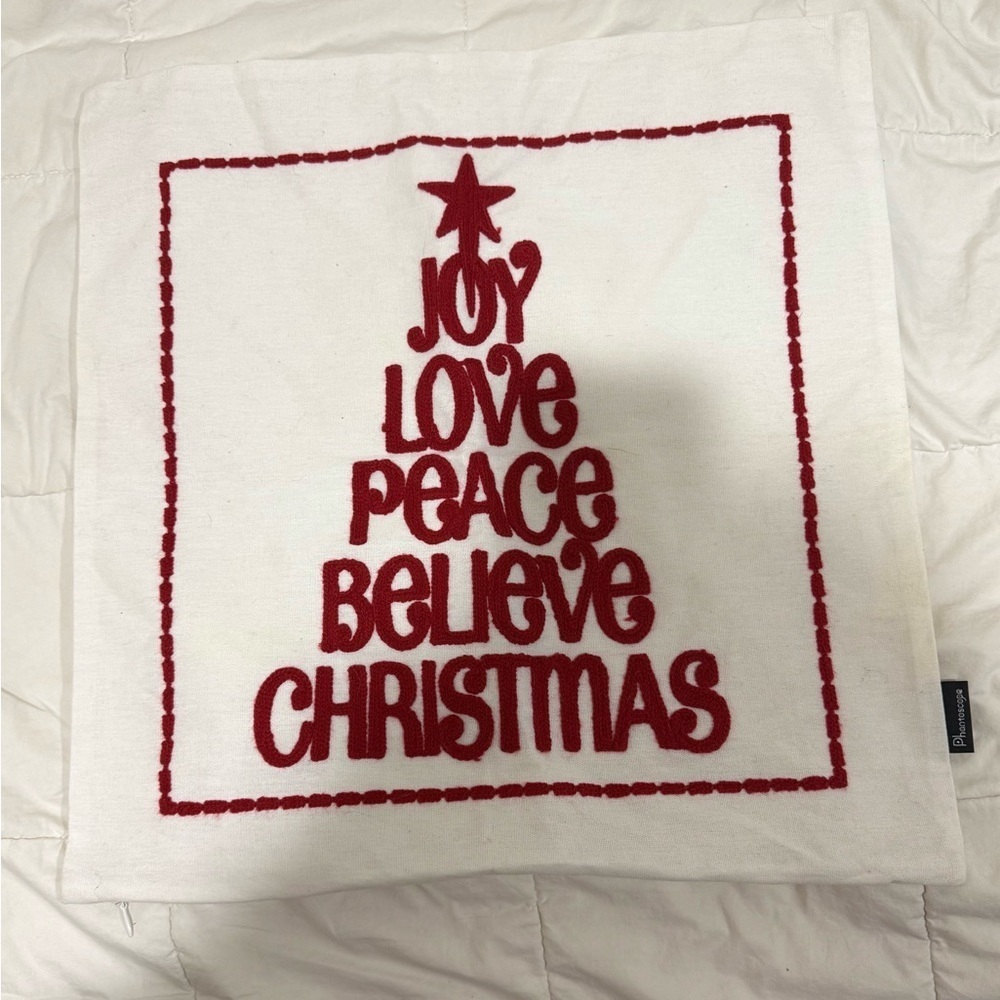 Red and White Christmas Tree Pillow Cover 17 1/2 * 18